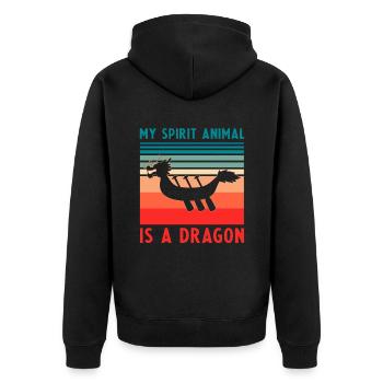 Drachenboot Trainer und Drachenboot - Unisex Premium Bio Zip Hoodie - Schwarz - Hinten - Nico (187cm)