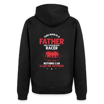 Drachenboot Trainer und Drachenboot - Unisex Premium Bio Zip Hoodie - Schwarz - Hinten - Nico (187cm)