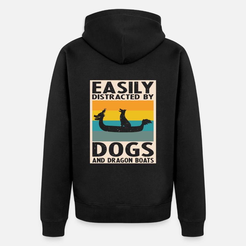 Drachenboot und Drachenboot Crew - Unisex Premium Bio Zip Hoodie - Schwarz