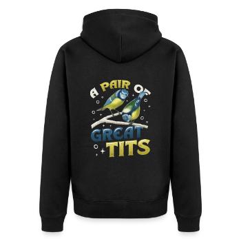 Une paire d’ornithologues géniaux - Veste à capuche bio Premium Unisexe - noir - Dos - Nico (187cm)