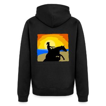 Reining Riding Beach Western Riding - Unisex Premium Organic Zip Hoodie - black - Back - Nico (187cm)