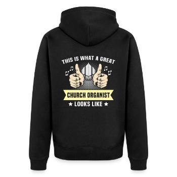 Kirchenorganist Organist Orgelspieler - Unisex Premium Bio Zip Hoodie - Schwarz - Hinten - Nico (187cm)