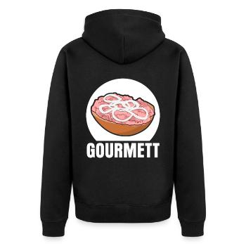 Mettbrötchen Gourmet Mettigel Mett - Unisex Premium Bio Zip Hoodie - Schwarz - Hinten - Nico (187cm)