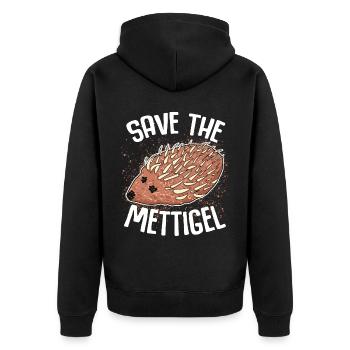 Mettigel Mettbrötchen Hackfleisch Mett - Unisex Premium Bio Zip Hoodie - Schwarz - Hinten - Nico (187cm)