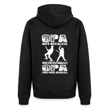 Opa Mit Gitarre Wie Ein Normaler Opa Nur Cooler - Unisex Premium Bio Zip Hoodie - Schwarz - Hinten - Nico (187cm)