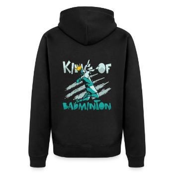 Badminton King Of Badminton Loves Racquet Sport - Unisex Premium Organic Zip Hoodie - black - Back - Nico (187cm)