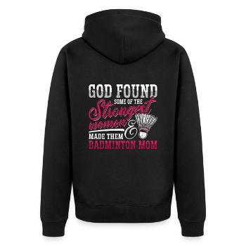 Badminton God Found Some Of The Racquets Net Shot - Unisex Premium Organic Zip Hoodie - black - Back - Nico (187cm)
