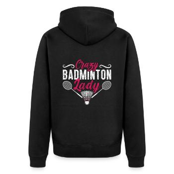 Badminton Crazy Badminton Lady Loves Racquet Sport - Unisex Premium Organic Zip Hoodie - black - Back - Nico (187cm)