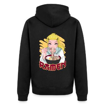 Kawaii Anime Ramen Girl Nouilles japonaises - Veste à capuche bio Premium Unisexe - noir - Dos - Nico (187cm)