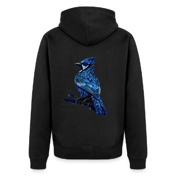 Geometric Blue Jay Bird Colorful Abstract Bird Wat - Unisex Premium Bio Zip Hoodie - Schwarz - Hinten - Nico (187cm)