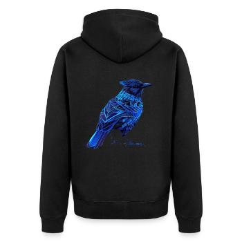 Geometric Blue Jay Bird Colorful Abstract Bird Lov - Unisex Premium Bio Zip Hoodie - Schwarz - Hinten - Nico (187cm)