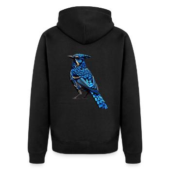 Geometric Blue Jay Bird Colorful Abstract Birding - Unisex Premium Bio Zip Hoodie - Schwarz - Hinten - Nico (187cm)