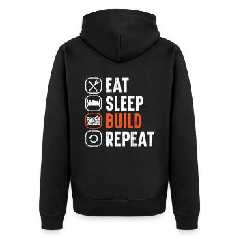 Manger Dormir Construire Répéter Construction Maçon - Veste à capuche bio Premium Unisexe - noir - Dos - Nico (187cm)