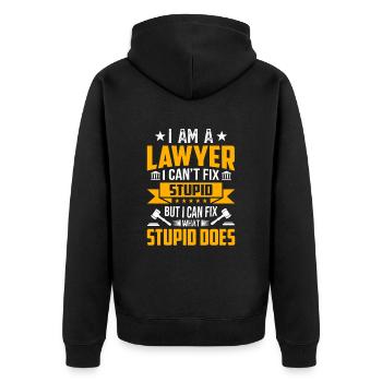 Lawyer Saying Funny Law Student Lawyer - Unisex Premium Organic Zip Hoodie - black - Back - Nico (187cm)
