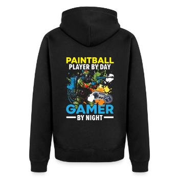 Amateur de jeux vidéo Paintball Player Paintballer - Veste à capuche bio Premium Unisexe - noir - Dos - Nico (187cm)