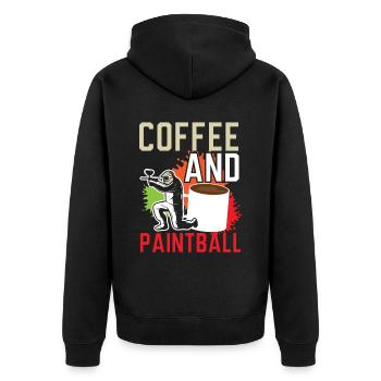 Coffee Drinker Paintball Player Paintballer - Unisex Premium Organic Zip Hoodie - black - Back - Nico (187cm)