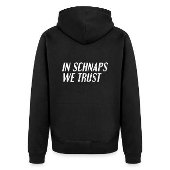 Schnaps trinken Spruch - Unisex Premium Bio Zip Hoodie - Schwarz - Hinten - Nico (187cm)
