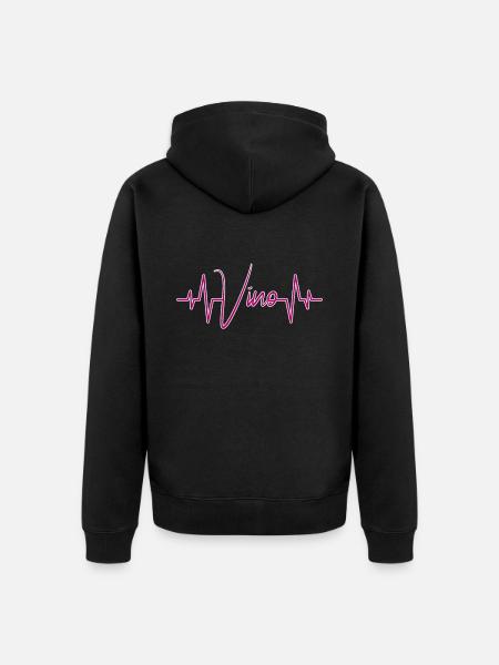 Wine Vino heartbeat - Unisex Premium Organic Zip Hoodie - black