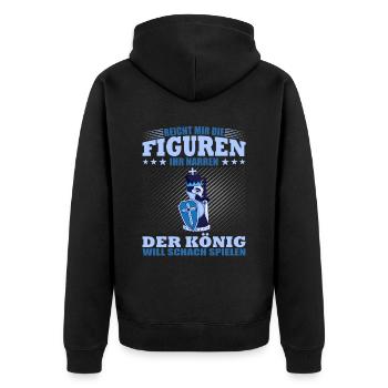 Der König Will Schach Spielen - Unisex Premium Bio Zip Hoodie - Schwarz - Hinten - Nico (187cm)