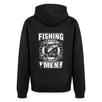 Fishing is a discipline in the equality of the sea - Unisex Premium Organic Zip Hoodie - black - Back - Nico (187cm)