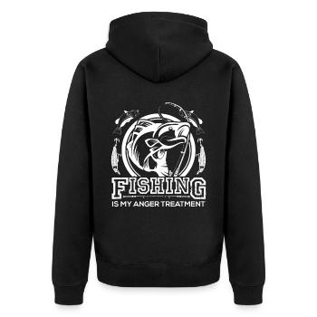 Fishing is my anger treatment - - Unisex Premium Organic Zip Hoodie - black - Back - Nico (187cm)
