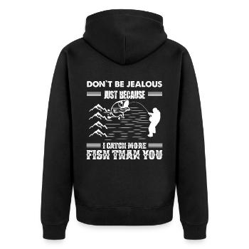 Don't be jealous just because I catch more fish - Unisex Premium Organic Zip Hoodie - black - Back - Nico (187cm)