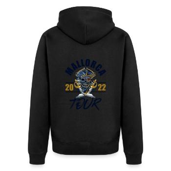 Mallorca 2023 Skelett - Unisex Premium Bio Zip Hoodie - Schwarz - Hinten - Nico (187cm)