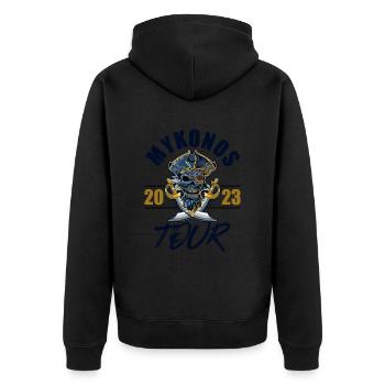 Mykonos 2023 Skeleton - Unisex Premium Organic Zip Hoodie - black - Back - Nico (187cm)