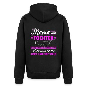 tolles Muttertag Spruch - ein Herz und eine Seele. - Unisex Premium Bio Zip Hoodie - Schwarz - Hinten - Nico (187cm)