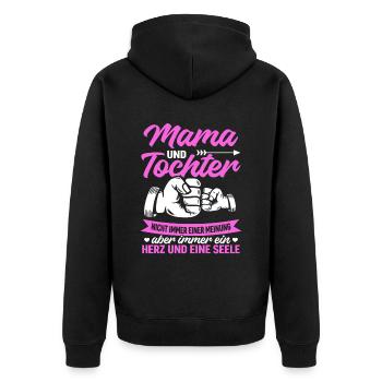 tolles Muttertag Spruch - ein Herz und eine Seele. - Unisex Premium Bio Zip Hoodie - Schwarz - Hinten - Nico (187cm)