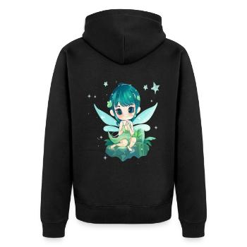 Little Fairy Magical Fairytale Creature Glitter - Unisex Premium Organic Zip Hoodie - black - Back - Nico (187cm)