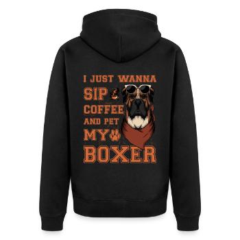 Je veux juste siroter un café et caresser mon boxer - Veste à capuche bio Premium Unisexe - noir - Dos - Nico (187cm)