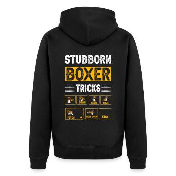 Stubborn Boxer Tricks - Unisex Premium Bio Zip Hoodie - Schwarz - Hinten - Nico (187cm)