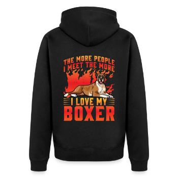The more People I meet the more I love my Boxer - Unisex Premium Organic Zip Hoodie - black - Back - Nico (187cm)
