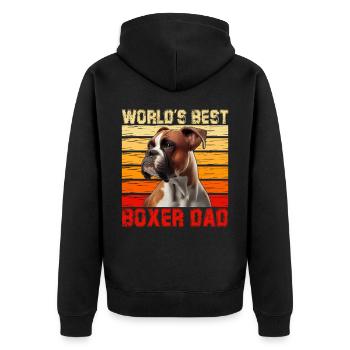 World's best Boxer Dad - Unisex Premium Bio Zip Hoodie - Schwarz - Hinten - Nico (187cm)
