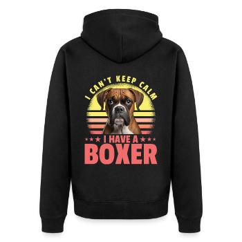 Je n’arrive pas à rester calme J’ai un Boxer - Veste à capuche bio Premium Unisexe - noir - Dos - Nico (187cm)