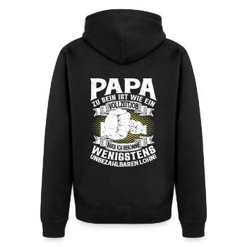 Papa Zu Sein Ist Wie Ein Vollzeitjob - Unisex Premium Bio Zip Hoodie - Schwarz - Hinten - Nico (187cm)