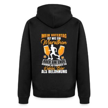Mein Vatertag Ist Wie Ein Marathon - Unisex Premium Bio Zip Hoodie - Schwarz - Hinten - Nico (187cm)