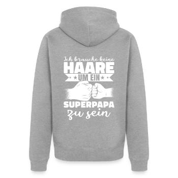 Ich Brauche Keine Haare | Papa Vatertag Spruch - Unisex Premium Bio Zip Hoodie - Grau meliert - Hinten - Nico (187cm)