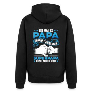 Lustiges Vatertag Papa Spruch Vater - Unisex Premium Bio Zip Hoodie - Schwarz - Hinten - Nico (187cm)