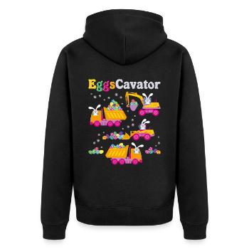 Easter For Boys Toddlers Funny Eggs Cavator Bunny - Unisex Premium Organic Zip Hoodie - black - Back - Nico (187cm)