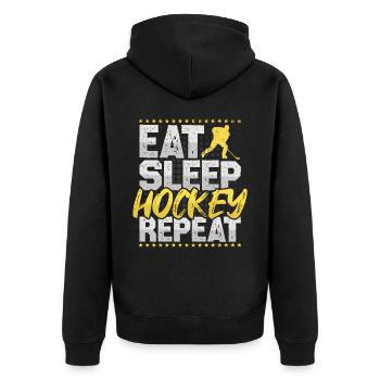 Hockey sur glace Manger dormir Répéter Hockey Hobby Hockey sur glace - Veste à capuche bio Premium Unisexe - noir - Dos - Nico (187cm)