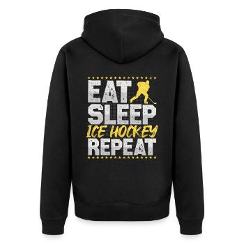 Hockey sur glace Manger dormir Répéter Hockey Hobby Hockey sur glace - Veste à capuche bio Premium Unisexe - noir - Dos - Nico (187cm)