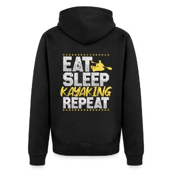 Kayak fahren Eat Sleep Repeat Paddelboot Kayak - Unisex Premium Bio Zip Hoodie - Schwarz - Hinten - Nico (187cm)