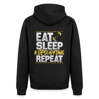 Kitesurfing Eat Sleep Repeat Surfing Kitesurfing - Unisex Premium Organic Zip Hoodie - black - Back - Nico (187cm)