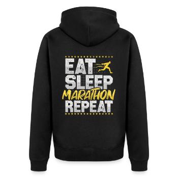Marathon Eat Sleep Repeat Halbmarathon Joggen - Unisex Premium Bio Zip Hoodie - Schwarz - Hinten - Nico (187cm)