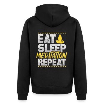 Meditation Eat Sleep Repeat Osho Hobby Meditation - Unisex Premium Bio Zip Hoodie - Schwarz - Hinten - Nico (187cm)