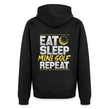Minigolf Eat Sleep Repeat Golf Hobby Minigolf - Unisex Premium Bio Zip Hoodie - Schwarz - Hinten - Nico (187cm)