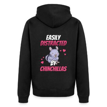Distrait par le pou laineux de rongeur chinchilla - Veste à capuche bio Premium Unisexe - noir - Dos - Nico (187cm)