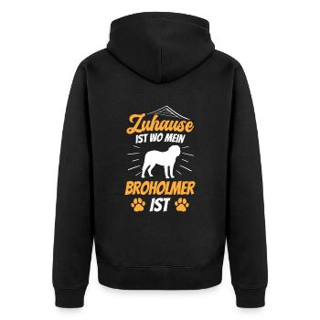 Broholmer ist mein Zuhause Dänische Dogge - Unisex Premium Bio Zip Hoodie - Schwarz - Hinten - Nico (187cm)